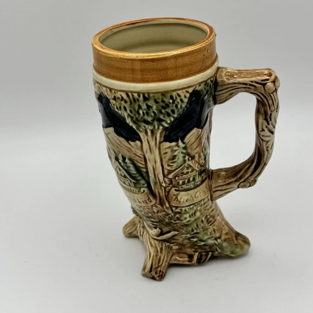 German Beer Stein Footed Ceramic Cornicopia Lieb und Lied Love and Song Japan 7